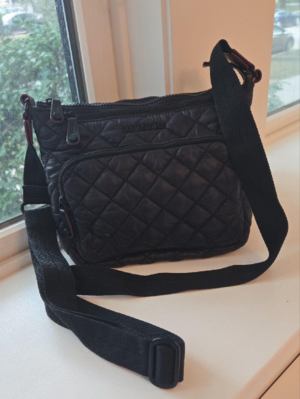 MZ Wallace Metro Scout Quilted Nylon Crossbody Bag in Black - Picture 4 of 10